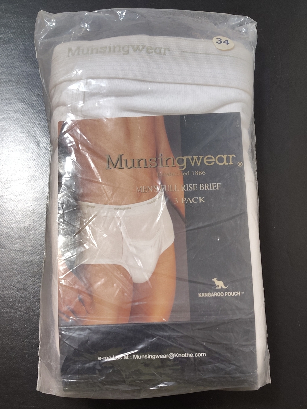 Vintage Munsingwear Kangaroo Pouch Men's Full Rise White Briefs -3 Pack -Size 34